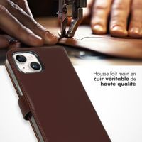 Selencia Étui portefeuille en cuir véritable Apple iPhone 15 - Marron