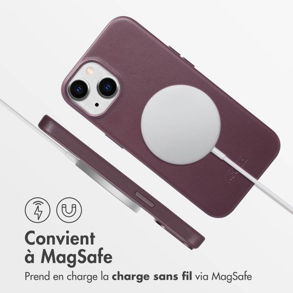 Accezz Coque arrière en cuir avec MagSafe iPhone 14 - Heath Purple