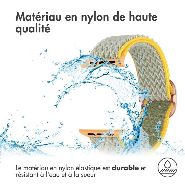 imoshion Bande élastique en nylon Apple Watch Series 1-10 / SE / Ultra (2) - 42/44/45/46/49 mm - ﻿Vert clair