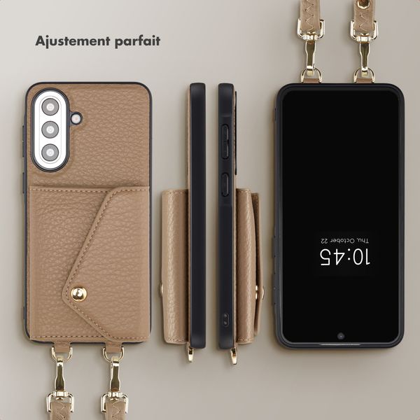 Selencia Coque de télephone Sera avec cordon et porte-cartes enveloppe Samsung Galaxy A57 (5G) - Taupe