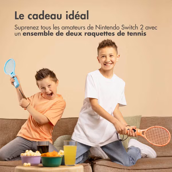 imoshion Raquettes de tennis Nintendo Switch 2 - Set de 2 - Bleu / Rose