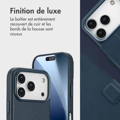 Accezz Étui de télephone portefeuille en cuir 2-en-1 avec MagSafe Apple iPhone 17 Pro - Nightfall Blue