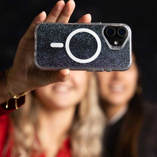 imoshion Coque arrière transparente Pailletée avec MagSafe Apple iPhone 15 - Argent