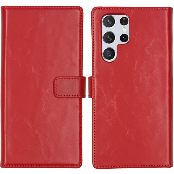 Selencia Étui de téléphone portefeuille en cuir véritable Samsung Galaxy S22 Ultra - Rouge