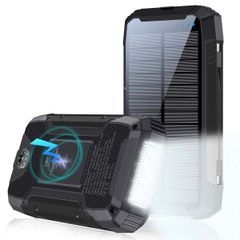 imoshion Solar Powerbank - Batterie externe sans fil avec panneau solaire - Charge rapide et fourniture d'énergie - 30 000 mAh - Noir