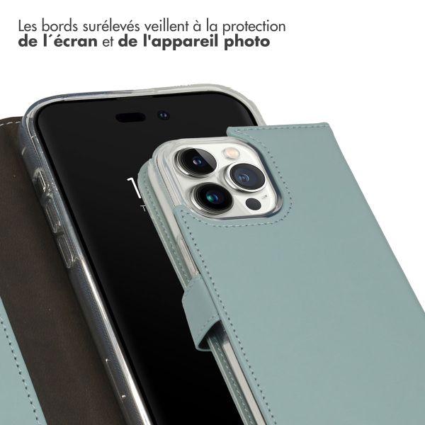 Selencia Étui portefeuille en cuir véritable Apple iPhone 14 Pro Max - Air Blue