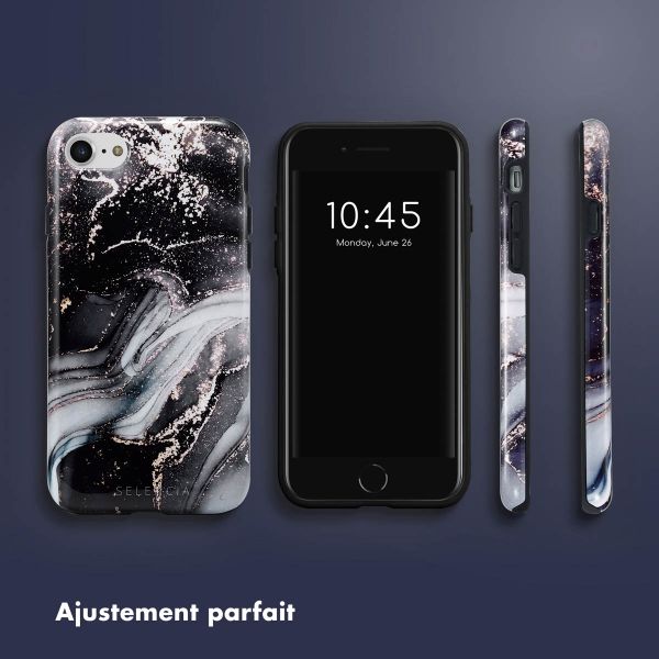 Selencia Coque arrière Vivid Tough iPhone SE (2022 / 2020) / 8 / 7 / 6(s) - Chic Marble Black