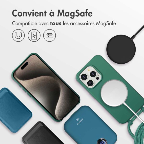 imoshion Coque arrière Color avec cordon amovible et MagSafe Apple iPhone 15 Pro - Vert foncé