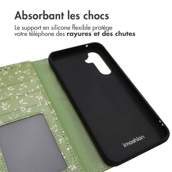 imoshion Étui de télephone portefeuille Design Samsung Galaxy A54 (5G) - Green Flowers