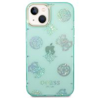 Guess Coque Peony Glitter iPhone 14 - Turquoise