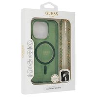 Guess MagSafe IML Glitter Case avec beads strap iPhone 16 - Green