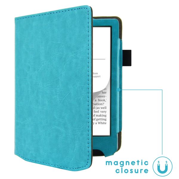 imoshion Étui de liseuse portefeuille en cuir végan Pocketbook Verse / Verse Pro / Verse Pro Color / Vivlio Light / Light HD - Bleu clair