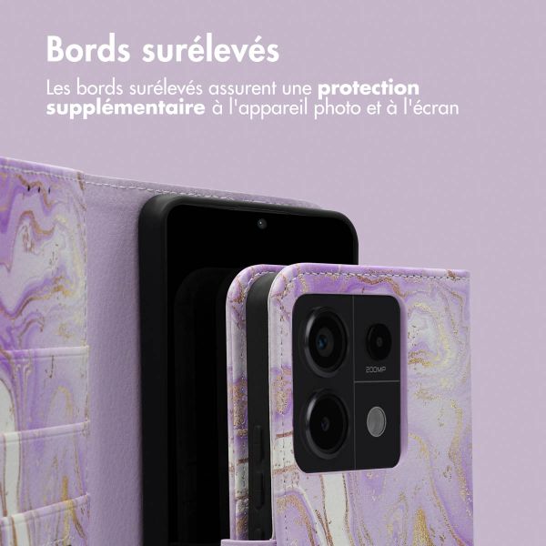 imoshion Étui de téléphone portefeuille Design Xiaomi Redmi Note 13 Pro (5G) / Poco X6 - Purple Marble