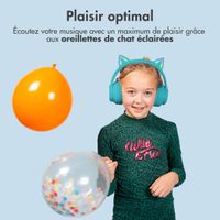 imoshion Casque sans fil pour enfants LED Light Cat Ear - Limiteur de décibels - Avec câble AUX - Bleu clair