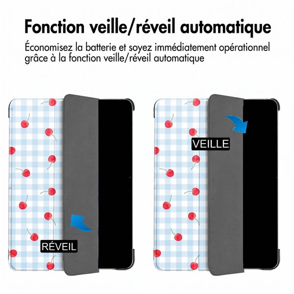 imoshion Coque tablette Design Trifold Samsung Galaxy Tab A11 Plus / A9 Plus - Cherry Check