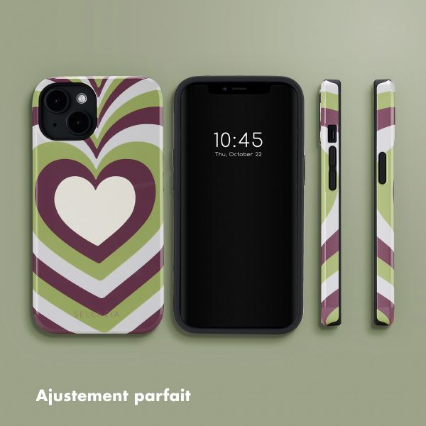 Selencia Coque arrière Vivid avec MagSafe Apple iPhone 14 - Double Hearts Plum Fern