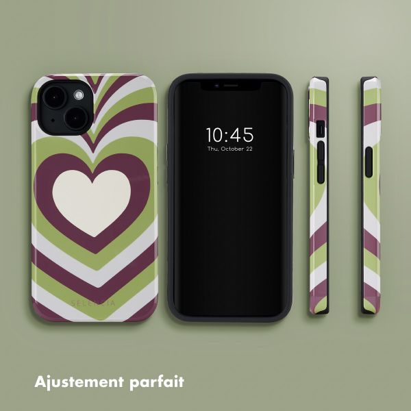 Selencia Coque arrière Vivid Tough avec MagSafe iPhone 14 - Double Hearts Plum Fern