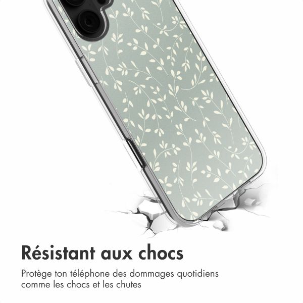 imoshion Coque design pour iPhone 16 - Smoke Green Flowers