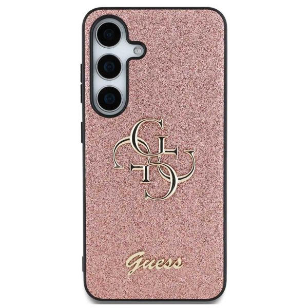 Guess Coque 4G Metal Logo Glitter Samsung Galaxy S25 - Rose