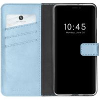 Selencia Étui portefeuille en cuir véritable iPhone 13 Mini - Bleu clair