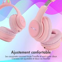 imoshion Casque sans fil pour enfants LED Light Cat Ear - Limiteur de décibels - Avec câble AUX - Rose