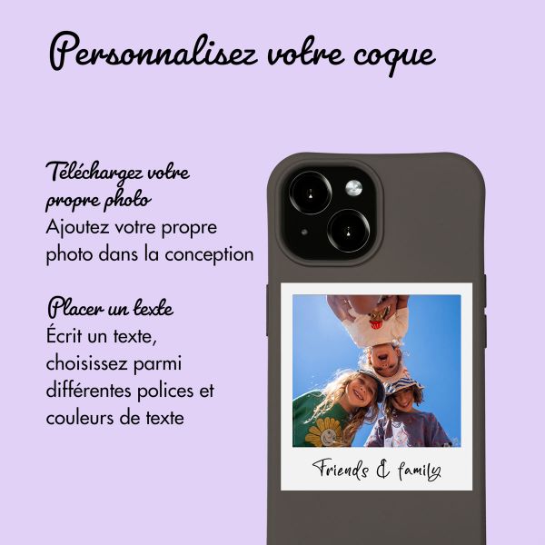 Coque de couleur personnalisée MagSafe avec cordon amovible et Polaroid iPhone 15 - Black Coffee