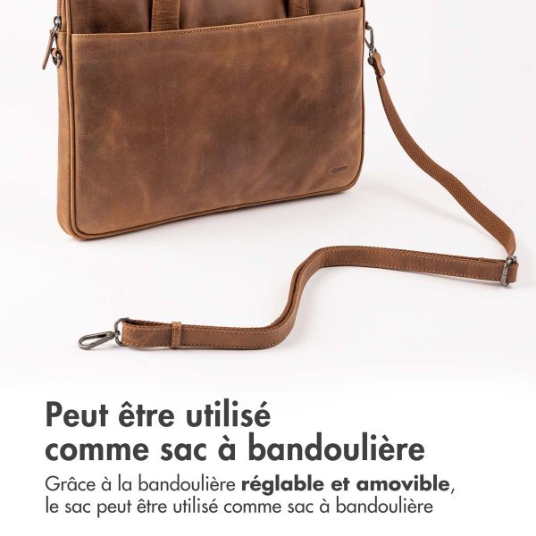 Accezz Leather Sac ordinateur 16 pouces - Cognac