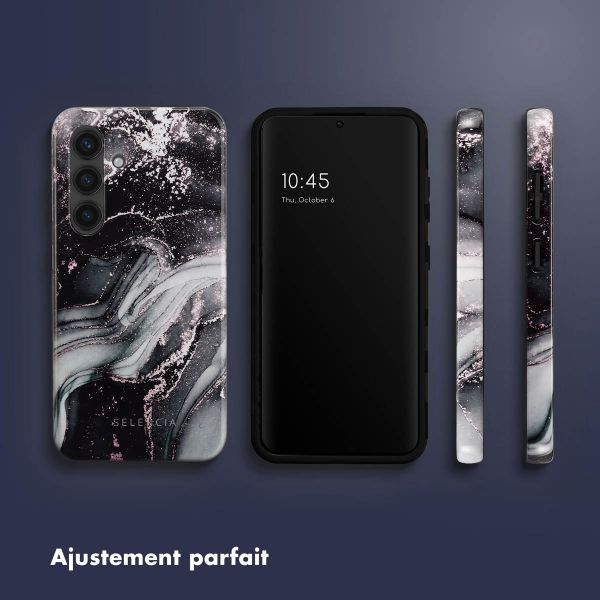 Selencia Coque arrière Vivid Tough Samsung Galaxy S24 - Chic Marble Black