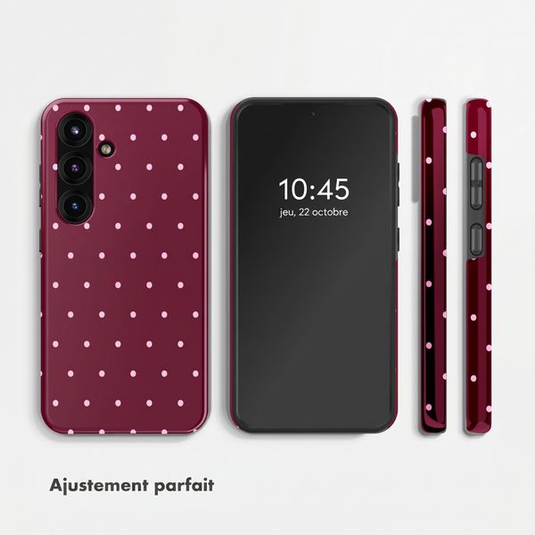 Selencia Coque arrière Vivid Samsung Galaxy S25 - Happy Dots Burgundy