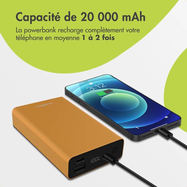 imoshion Ultra Series Aluminium | Batterie externe 20.000 mAh - Charge rapide jusqu'à 33 watts - Or