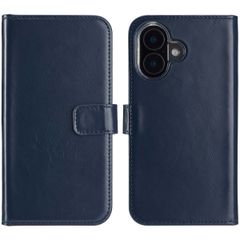 Selencia Étui portefeuille en cuir véritable Apple iPhone 16 Plus - Bleu