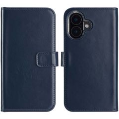 Selencia Étui de téléphone portefeuille en cuir véritable iPhone 16 Plus - Bleu