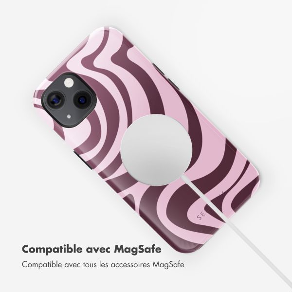Selencia Coque arrière Vivid avec MagSafe Apple iPhone 13 - Wavy Swirl Pink Plum