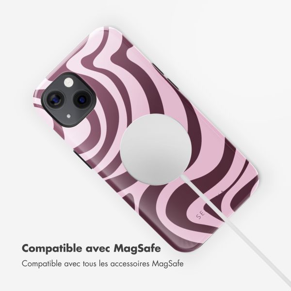 Selencia Coque arrière Vivid Tough avec MagSafe iPhone 13 - Wavy Swirl Pink Plum