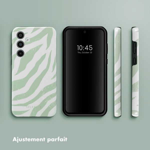 Selencia Coque arrière Vivid Tough Samsung Galaxy A35 - Colorful Zebra Sage Green