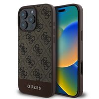 Guess Coque arrière Bottom Stripe 4G Apple iPhone 16 Pro Max - Marron