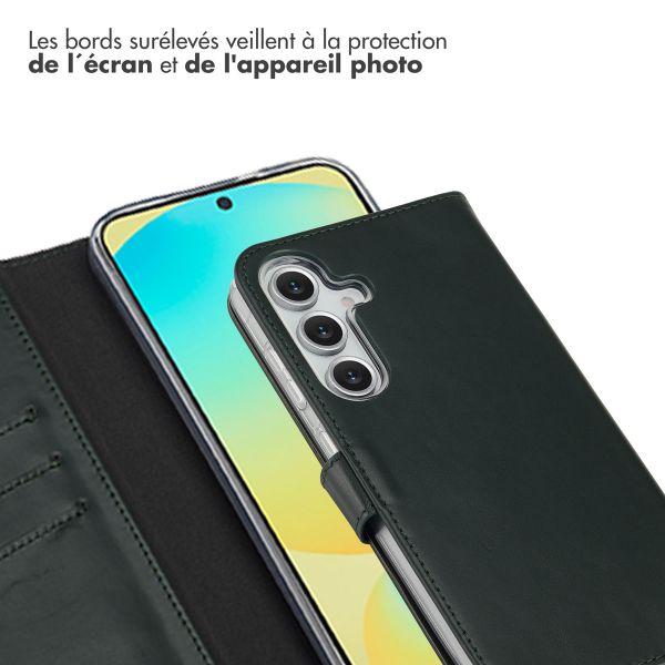 Selencia Étui portefeuille en cuir véritable Samsung Galaxy S25 FE - Vert
