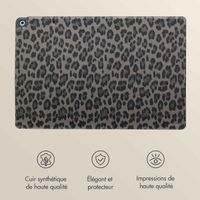 Selencia Coque tablette Sabi avec imprimé léopard Apple iPad 9 (2021) 10.2 pouces / iPad 8 (2020) 10.2 pouces / iPad 7 (2019) 10.2 pouces - Midnight Black
