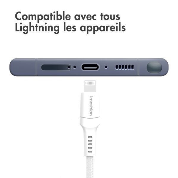 imoshion ﻿Câble Lightning vers USB - Non MFi - Textile tressé - 1 mètre - Blanc