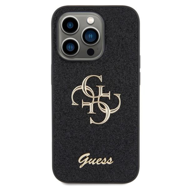 Guess Coque 4G Metal Logo Glitter iPhone 15 Pro - Noir