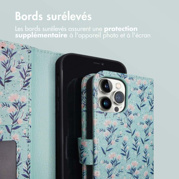 imoshion Étui de télephone portefeuille Design Apple iPhone 12 (Pro) - Blue Flowers