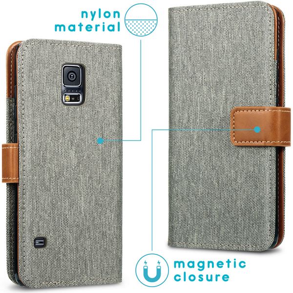 imoshion Étui de téléphone Canvas Luxe Galaxy S5 (Plus) / Neo - Gris