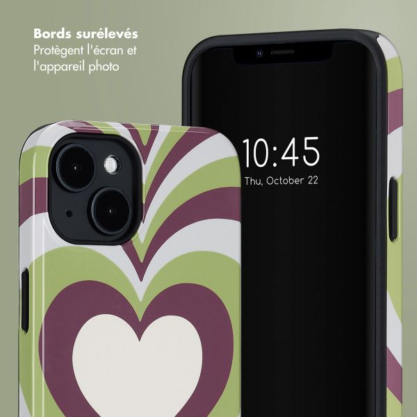 Selencia Coque arrière Vivid Tough avec MagSafe iPhone 14 - Double Hearts Plum Fern