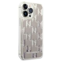 Karl Lagerfeld Coque arrière Liquid Glitter Monogram iPhone 14 Pro Max - Argent