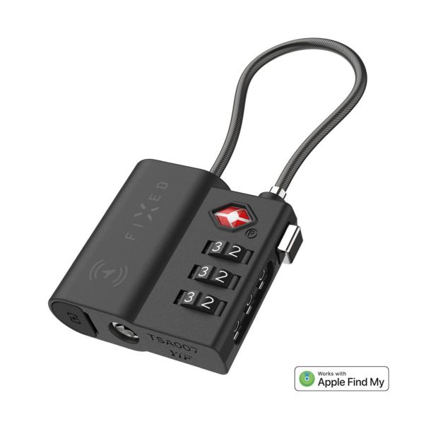 Fixed Tag Lock avec support Apple Find My - Cadenas de voyage TSA pour valise - Noir