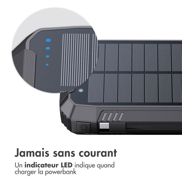 imoshion Solar Powerbank - Batterie externe sans fil avec panneau solaire - Charge rapide et fourniture d'énergie - 30 000 mAh - Noir