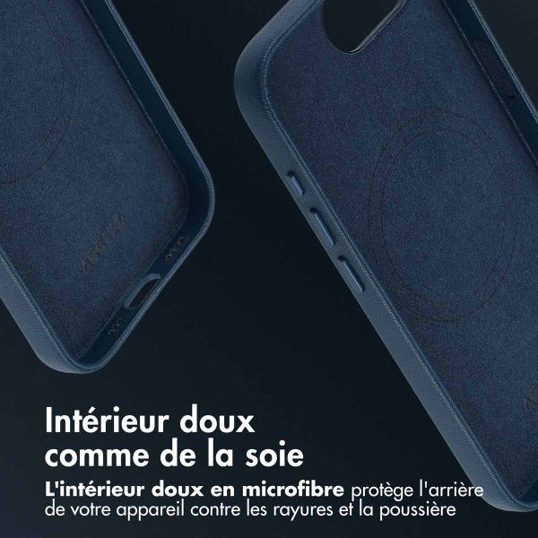 Accezz Coque arrière en cuir avec MagSafe Apple iPhone 16e - Nightfall Blue