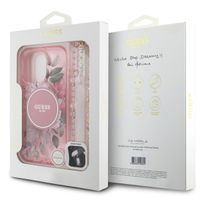 Guess MagSafe IML Flowers Case avec beads strap Apple iPhone 16 Pro - Pink