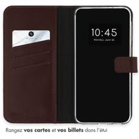 Selencia Étui portefeuille en cuir véritable Samsung Galaxy A57 (5G) - Marron foncé