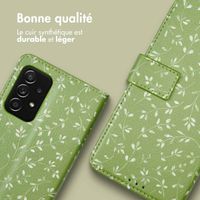 imoshion Étui de télephone portefeuille Design Samsung Galaxy A52(s) (5G/4G) - Green Flowers